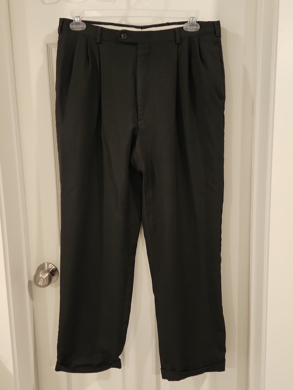 Vintage Christian Dior Monsieur Dress Pants Mens 34x29 Black Pleated Slacks